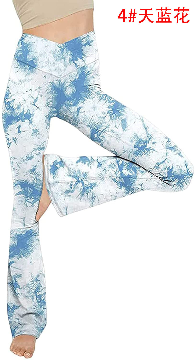 Damen nan taillenhohe Yogahose mit überkreuztem Bund und ausgestelltem Saum mit Schlitz Echo Archiv