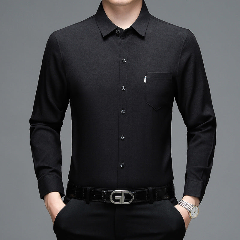Herren elegantes Langarm-Hemd mit feinem Strukturdesign Echoarchiv