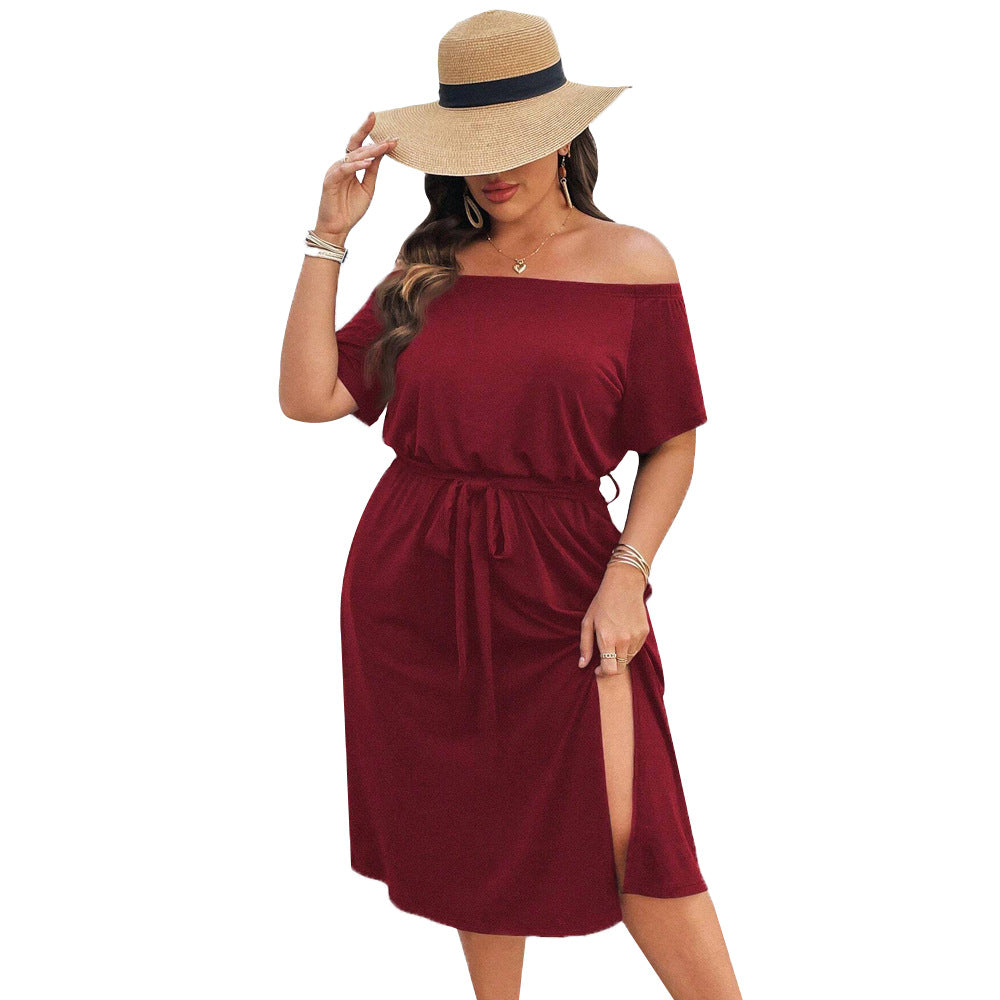 Damen Off-Shoulder Maxikleid mit eleganter Drapierung und seitlichem Schlitz Echo Archiv