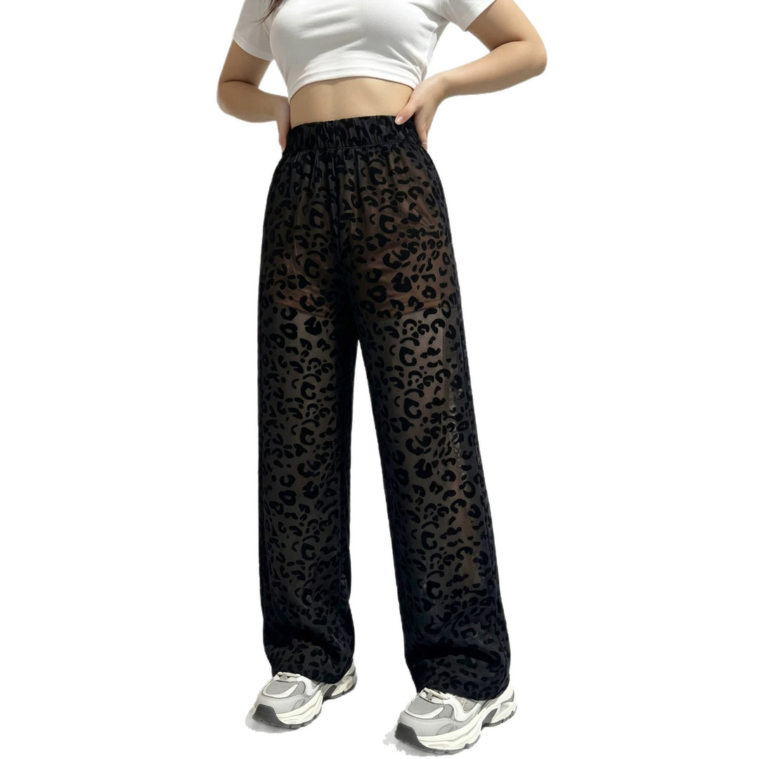 Damen weite Leoprint Strand- und Freizeit-Hose mit elastischem Bund echoarchiv-