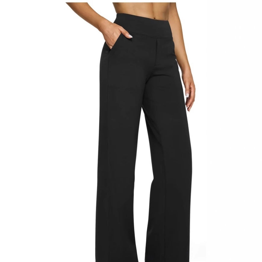 Damen Palazzo Yoga-Hosen mit hohem Bund, weitem Bein und Seitentaschen – Avélisse