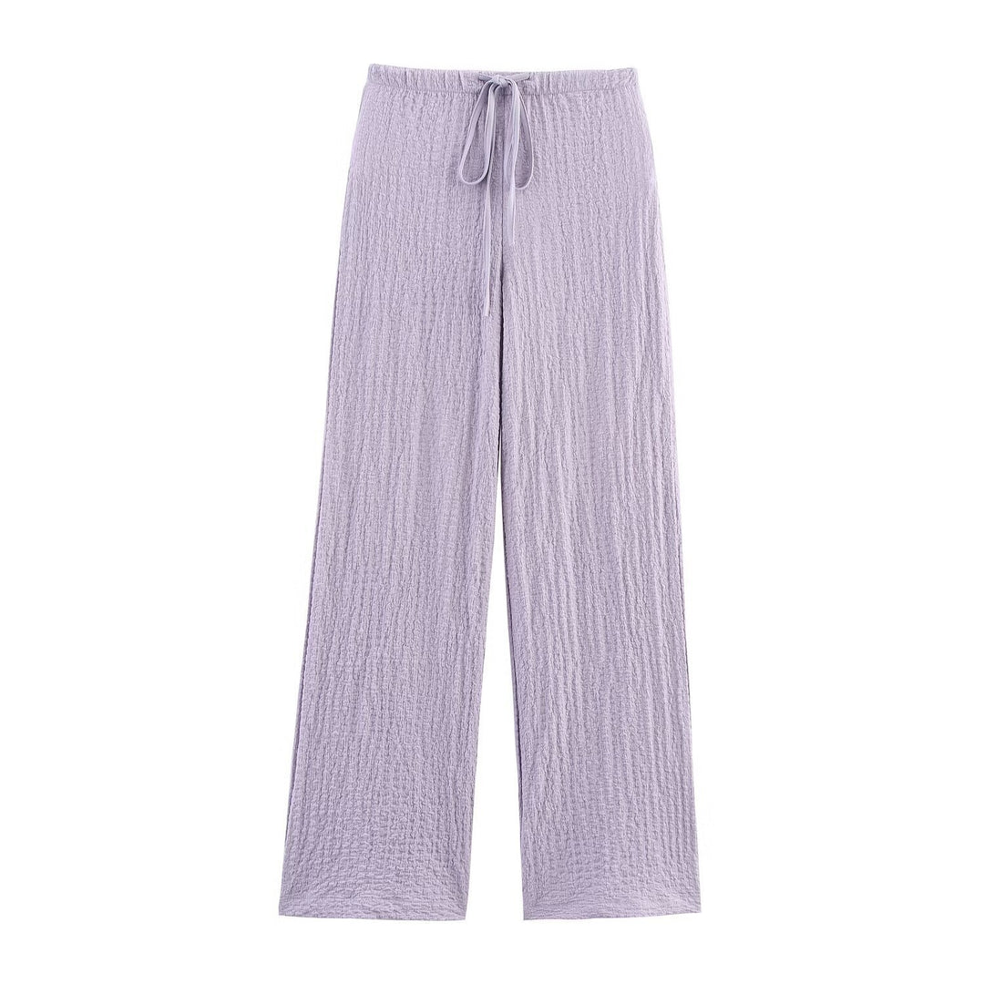 Damen nan leichte Crinkle-Loungebuxe mit weitem Bein und Tunnelzug Echo Archiv