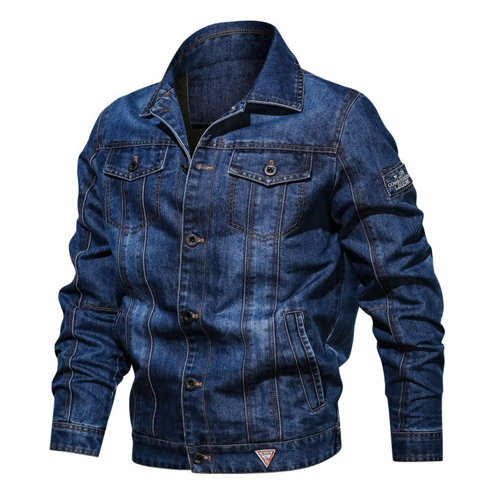 Herren Denim-Truckerjacke mit markanten Kontrastnähten und Brusttaschen – Denvaro