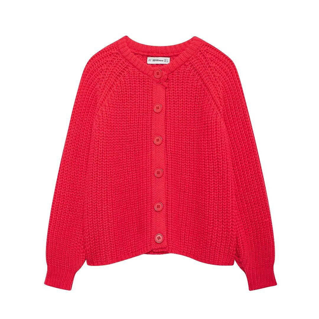 Damen nan grob gestrickte Raglan-Cardigan mit Ballonärmeln und durchgehender Knopfleiste Echo Archiv