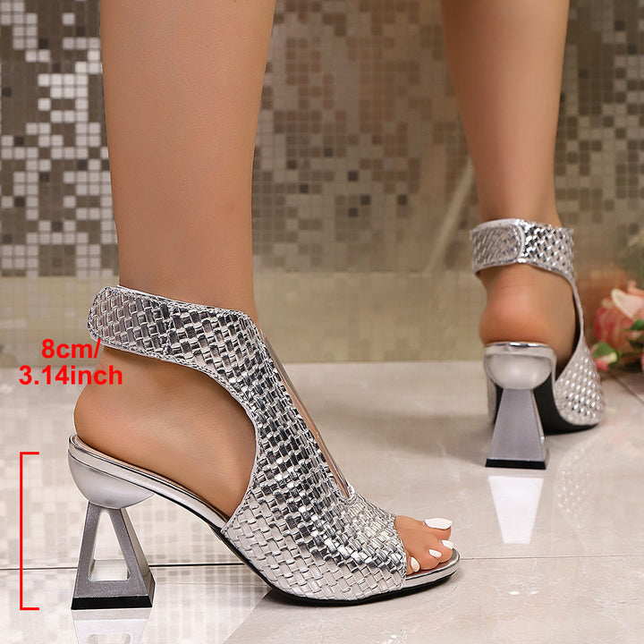 Damen GewEcho Archivte Peeptoe-Sandaletten mit Cut-Outs und skulpturalem Absatz Echo Archiv