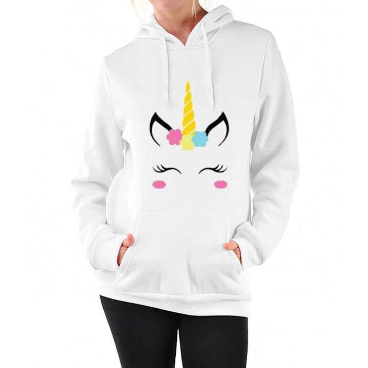 Damen Kapuzenpullover mit Einhorn-Dab-Print, Kängurutasche und weichem Baumwollmix – Auréline