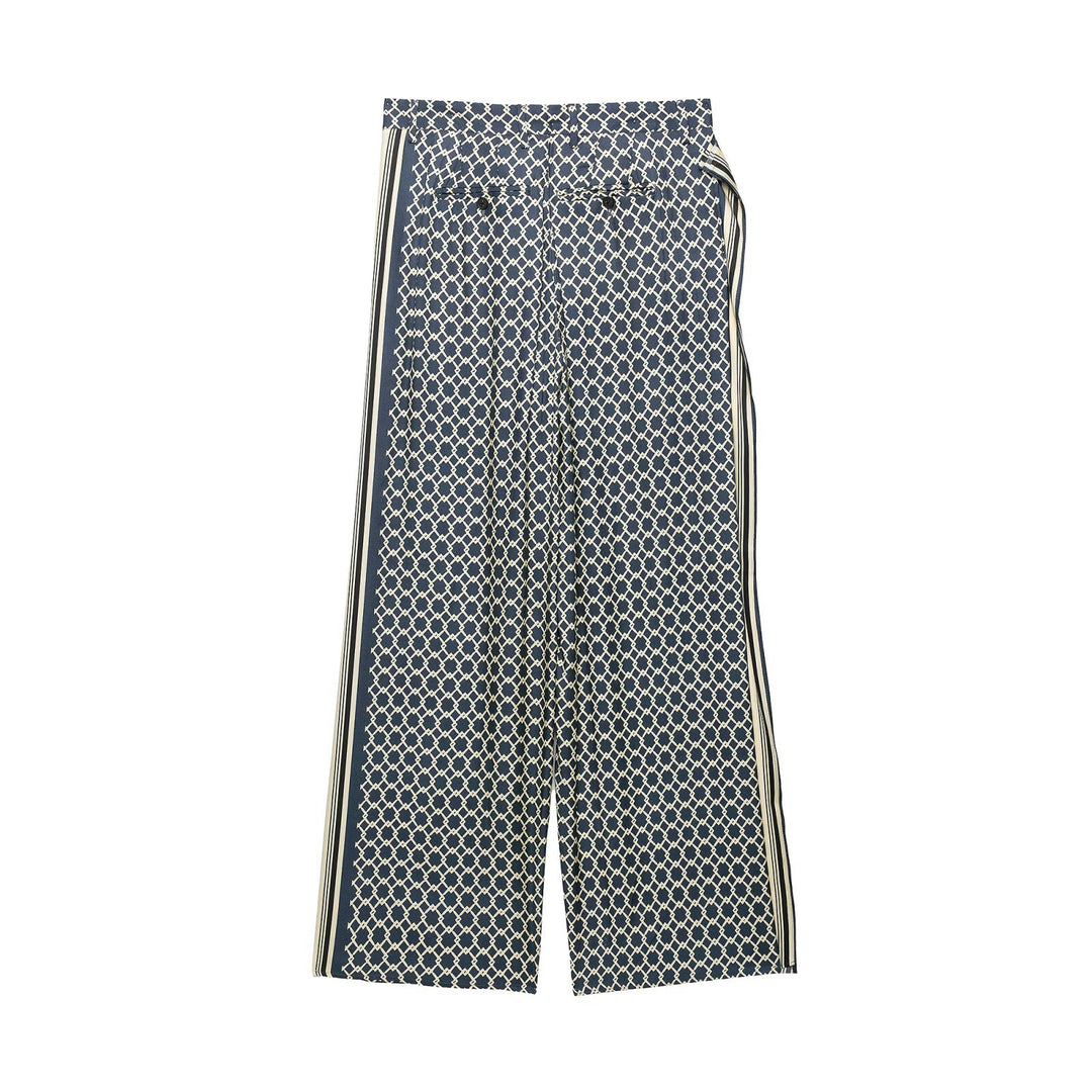 Damen Weite Palazzo‑Hose mit geometrischem Alloverprint und seitlichem Streifen Echo Archiv