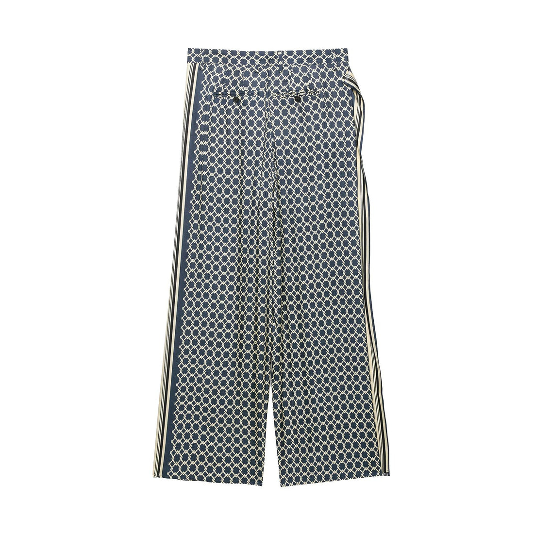 Damen Weite Palazzo‑Hose mit geometrischem Alloverprint und seitlichem Streifen Echo Archiv