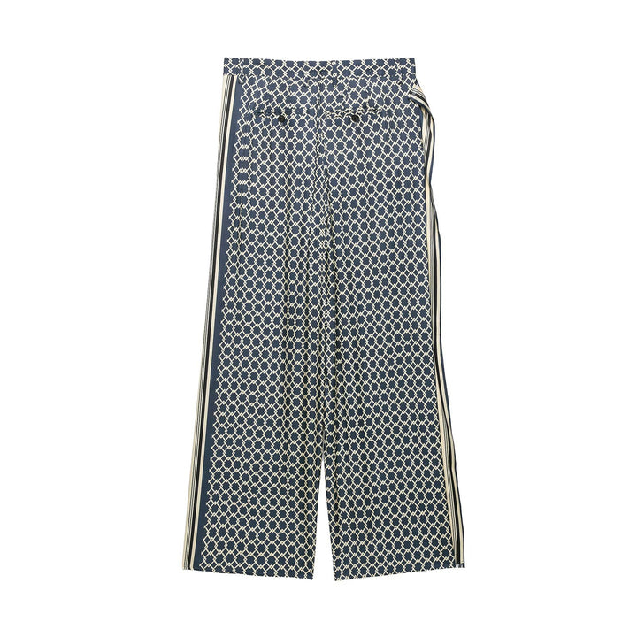 Damen Weite Palazzo‑Hose mit geometrischem Alloverprint und seitlichem Streifen Echo Archiv