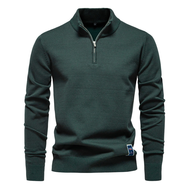 Herren Pullover mit kurzem Reißverschluss und modischem Stehkragen Echoarchiv
