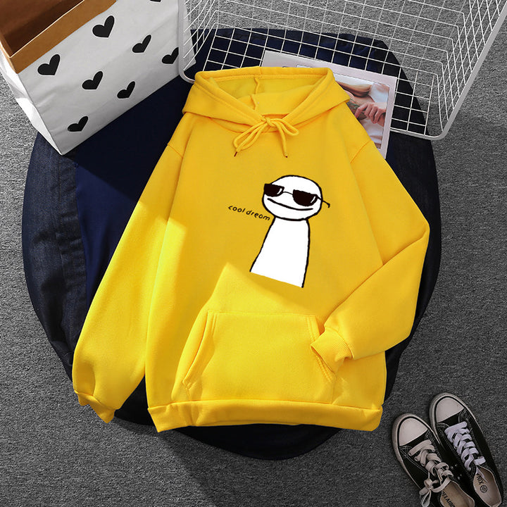 Damen Kapuzenpullover mit minimalistischer Grafik, lockerer Oversize-Passform und Kängurutasche – Auréline