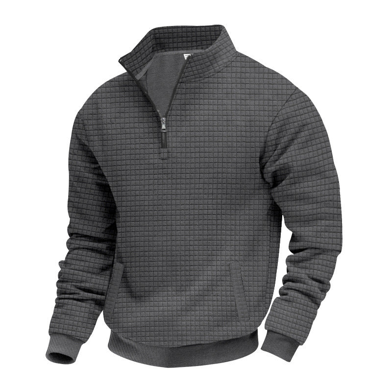 Herren Stepppullover mit kurzem Reißverschluss und strukturiertem Design Echoarchiv