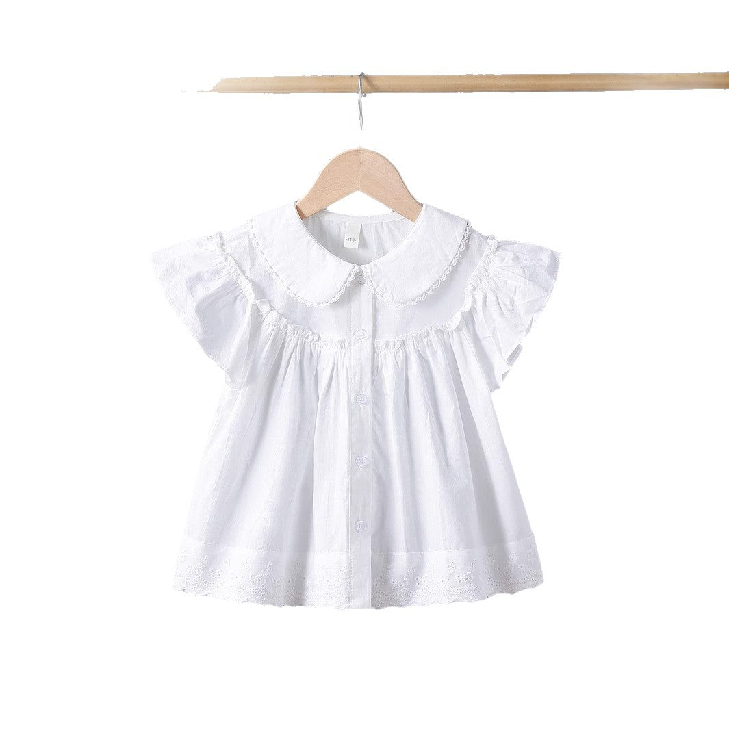 Mädchen Bluse mit eleganten Rüschenärmeln und klassischem Kragen Echo Archiv