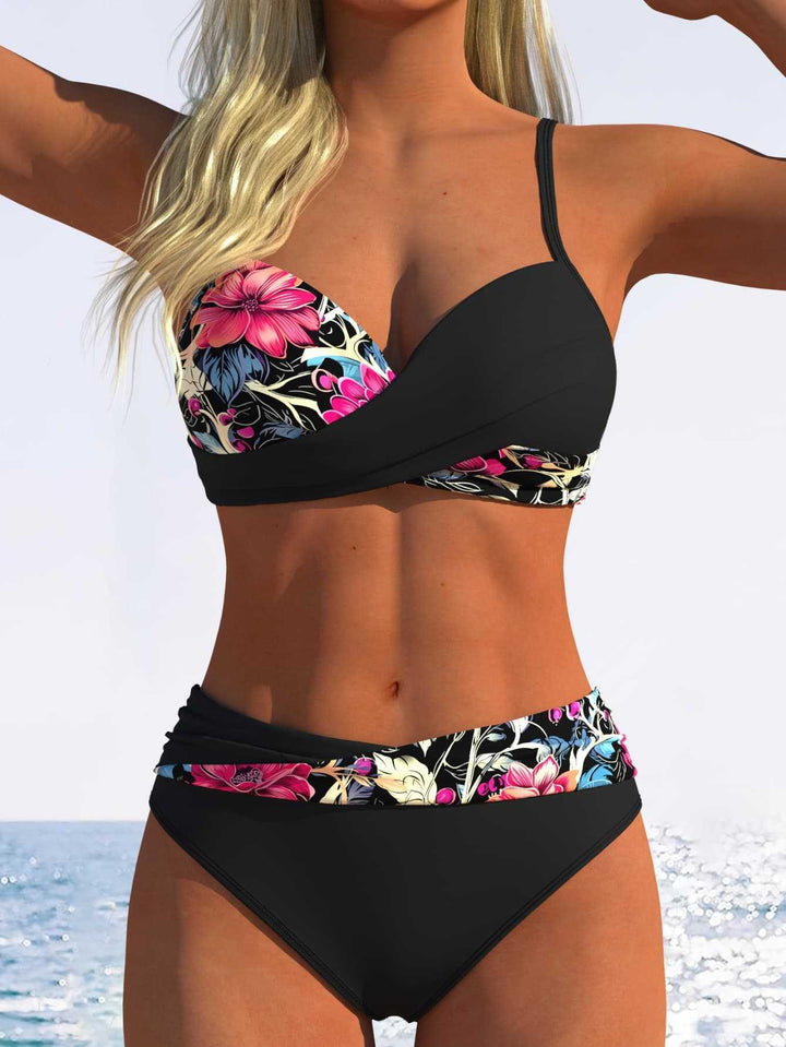 Damen Bikini-Set mit floralem Wickelmuster und bequemen High-Waist-Höschen Echo Archiv