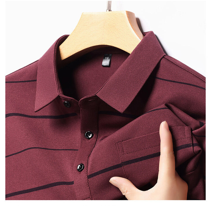 Herren elegantes Kurzarm-Poloshirt mit modischem Streifenmuster Echoarchiv