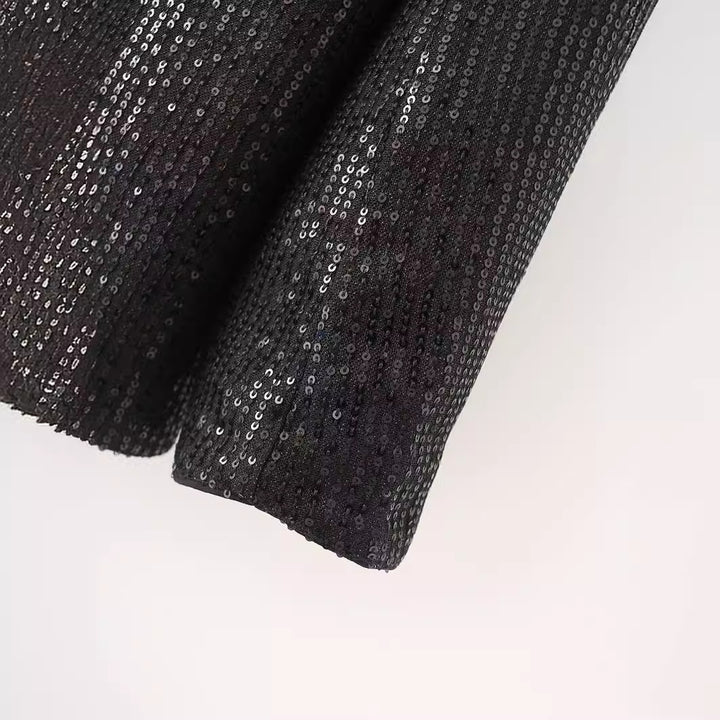 Damen nan taillierter Pailletten-Blazer mit Satin-Schalkragen und Pattentaschen Echo Archiv