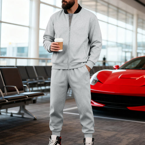 Herren lässiges Sportanzug-Set mit praktischen Taschen und durchgehendem Reißverschluss Echoarchiv