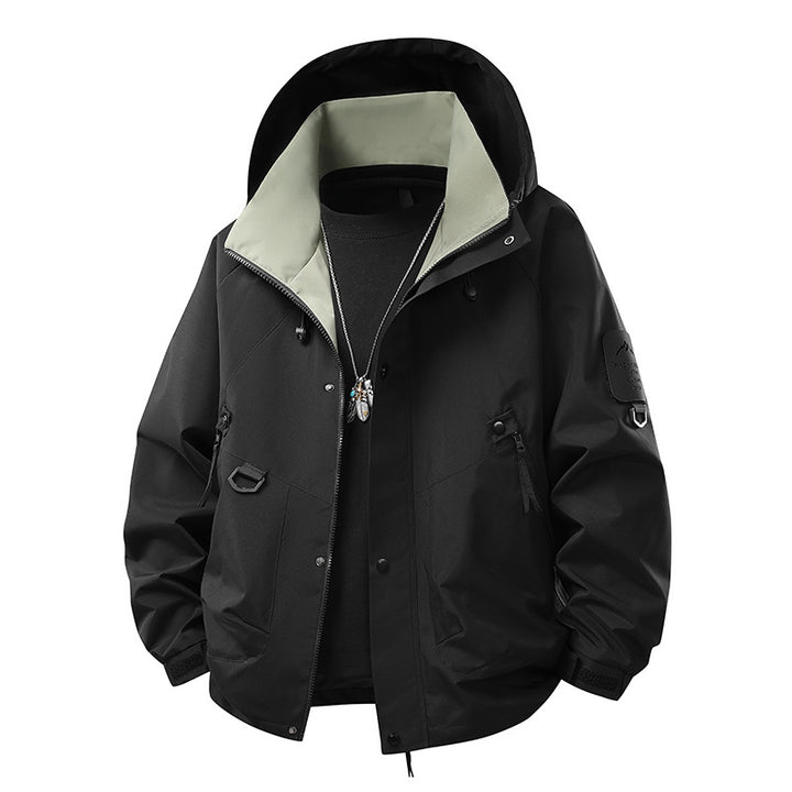 Herren Nano wind- und wasserdichte Softshell-Outdoojacke mit verstaubarem Kapuze, Utility-Taschen und verstellbaren Manschetten – Taviero