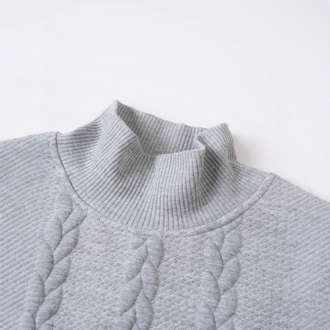 Herren modischer Strickpullover mit hohem Kragen und Zopfmuster Echoarchiv