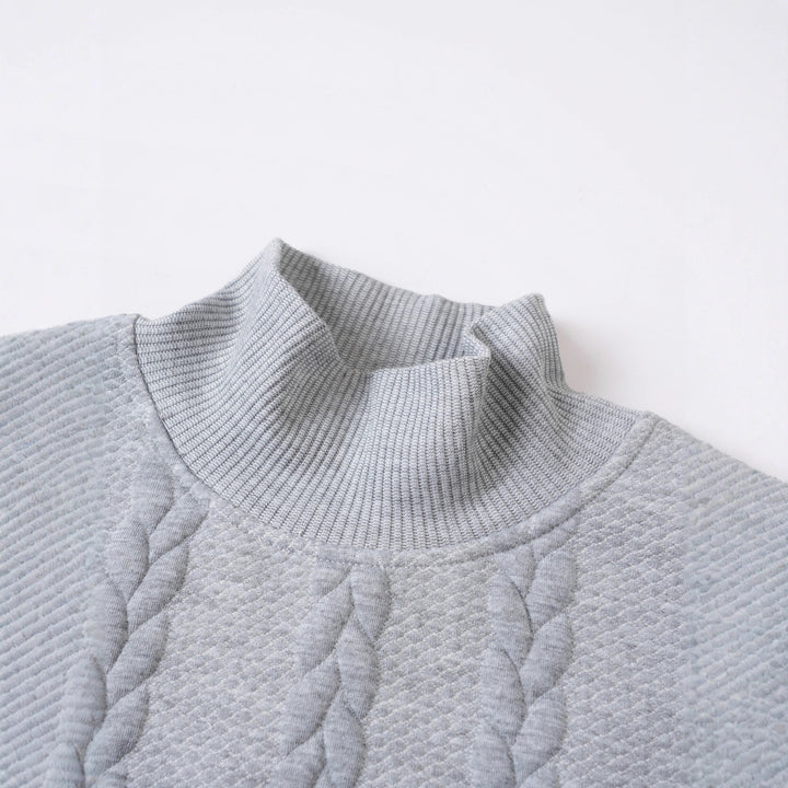 Herren modischer Strickpullover mit hohem Kragen und Zopfmuster Echoarchiv