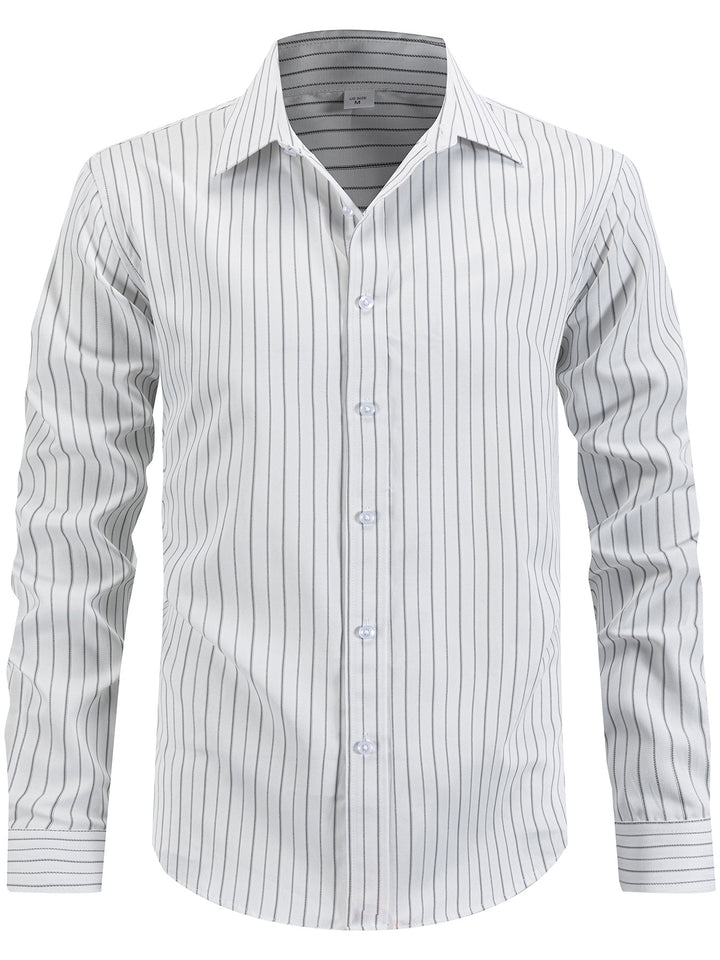 Herren elegantes gestreiftes Langarmhemd Echoarchiv