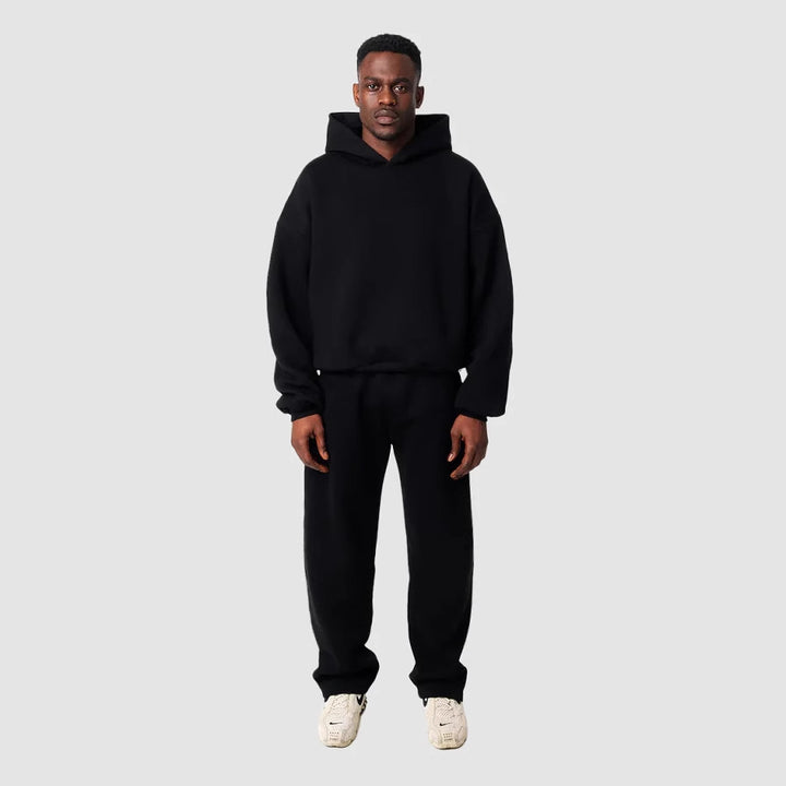 Unisex gemütliches Loungewear-Set mit hohem Rollkragen, relaxed-fit Sweatshirt und gerader Sweatpants – Auréline