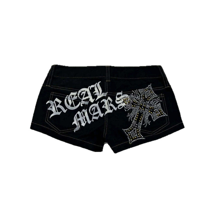 Damen Trendige Jeans-Shorts mit glitzernden Applikationen Echo Archiv