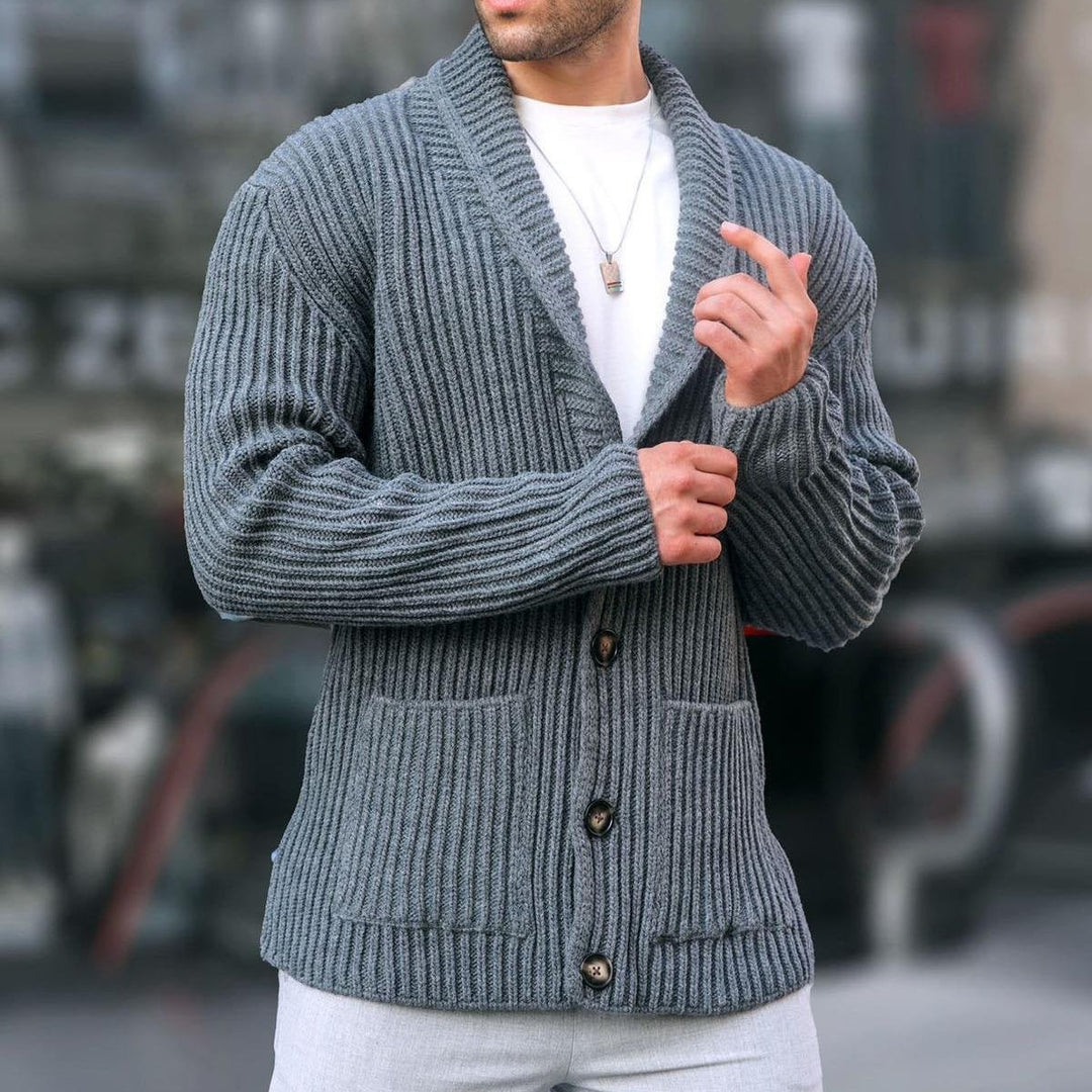 Herren Strickjacke mit tiefem Ausschnitt und knöpfen Echoarchiv