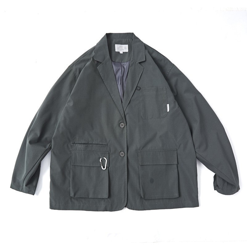 Unisex Weit geschnittener Utility-Blazer mit Multifunktionstaschen Echo Archiv