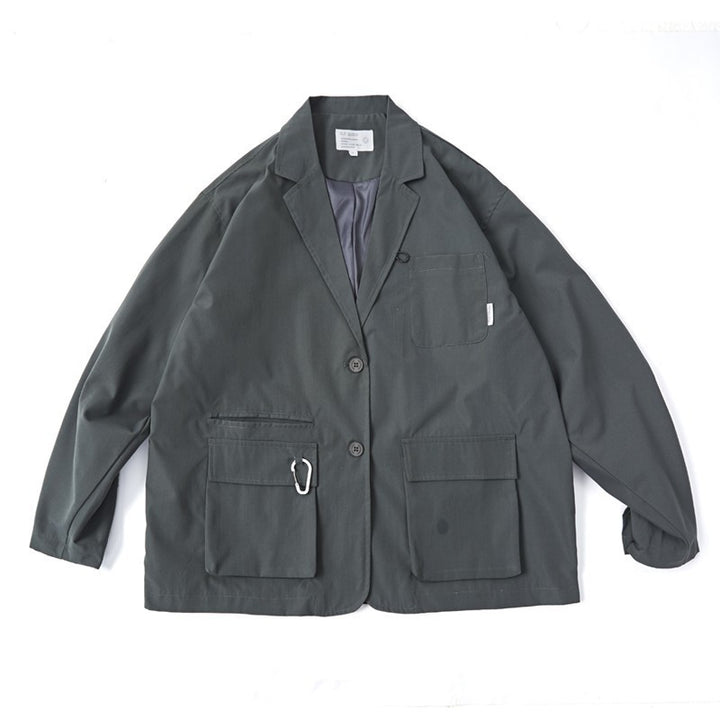 Unisex Weit geschnittener Utility-Blazer mit Multifunktionstaschen Echo Archiv