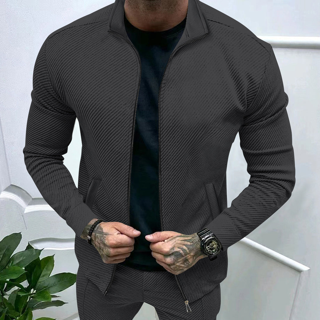 Herren sportliche Jacke mit strukturierter Oberfläche und praktischen Taschen Echoarchiv