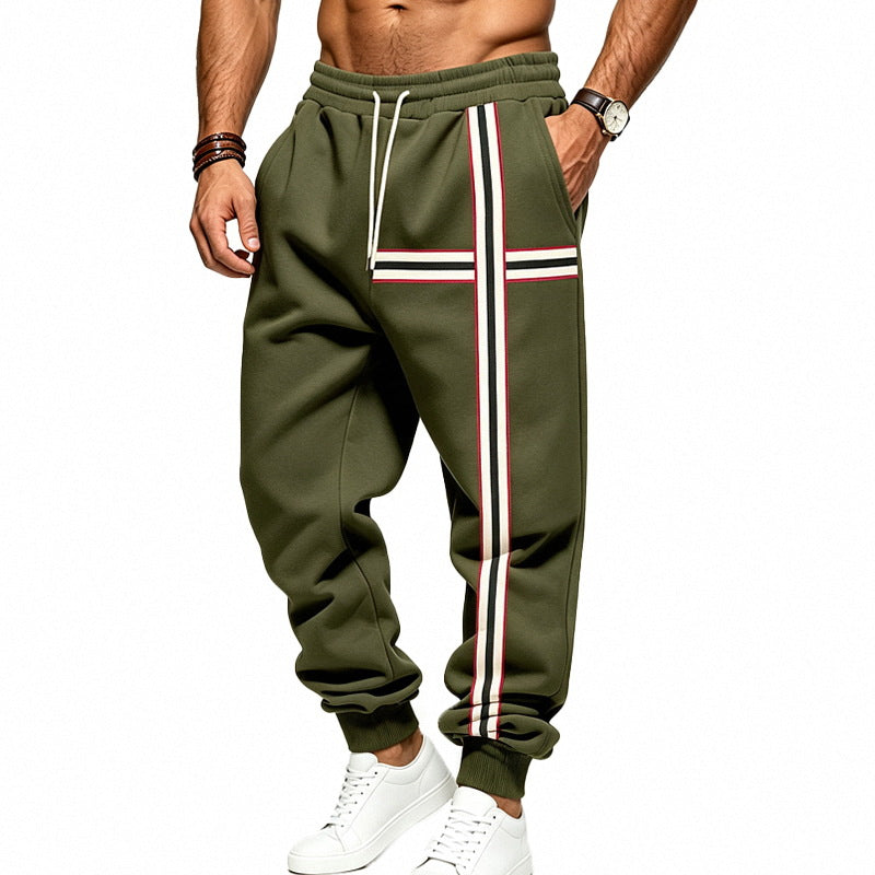 Herren Jogginghose mit kontrastierenden Seiten- und Querstreifen Echoarchiv