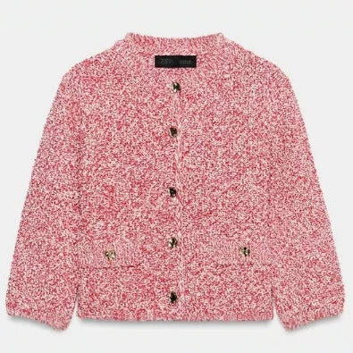 Damen Bouclé‑Strickjacke im Cropped‑Boxy‑Cut mit Zierknöpfen und Pattentaschen Echo Archiv