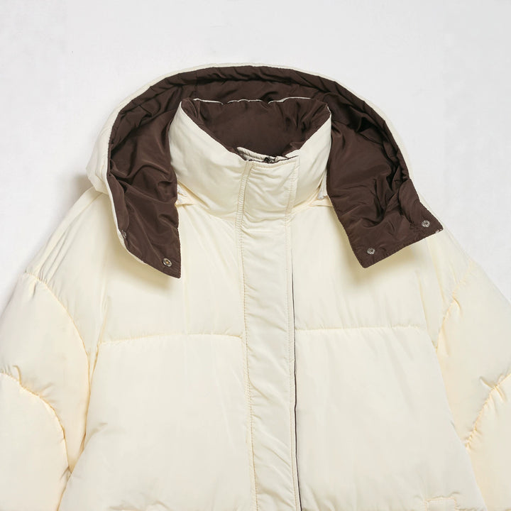 Damen Kurze Oversize-Steppjacke mit hohem Kragen und abnehmbarer Kapuze Echo Archiv