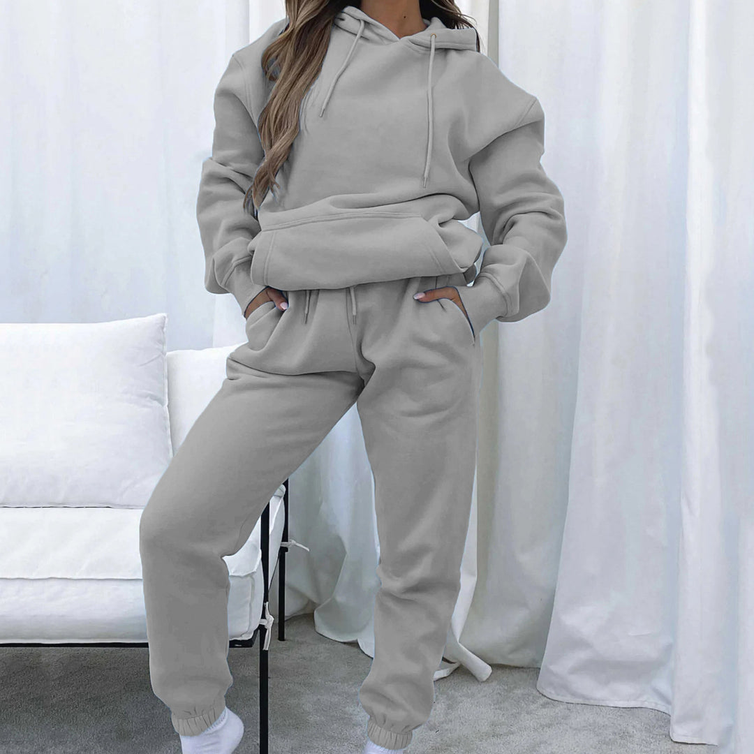 Damen nan Cropped Kapuzenjacke und High-Waist Jogginghose Set aus French Terry mit elastischem Bund Echo Archiv
