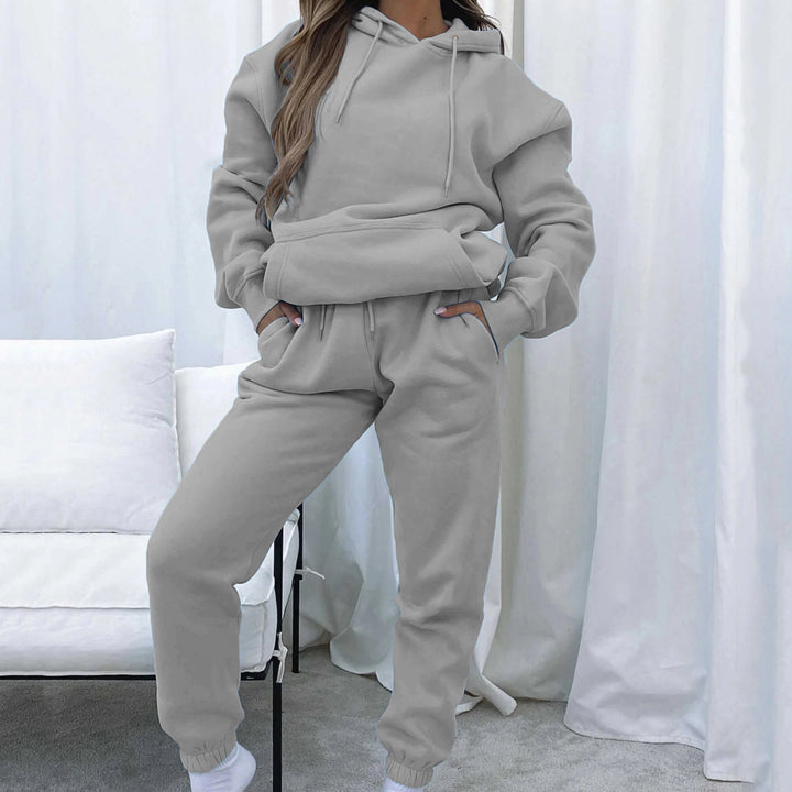 Damen nan Cropped Kapuzenjacke und High-Waist Jogginghose Set aus French Terry mit elastischem Bund Echo Archiv