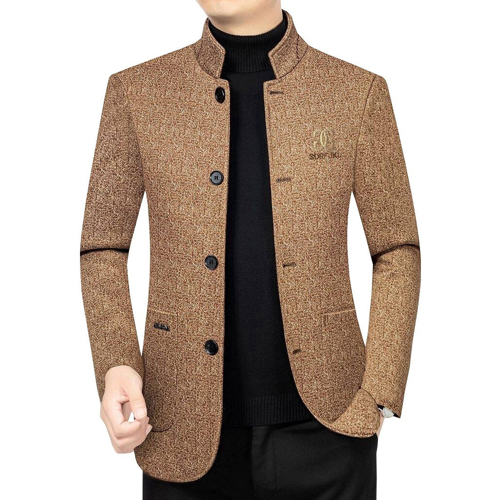 Herren Moderner Stehkragen-Blazer im Travel-Stil mit wattierter Innenfütterung – Tianoro