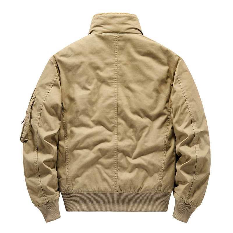 Herren Vintage-Canvas Pilotenjacke mit Teddykragen und wattierter Steppinnenlage Echo Archiv