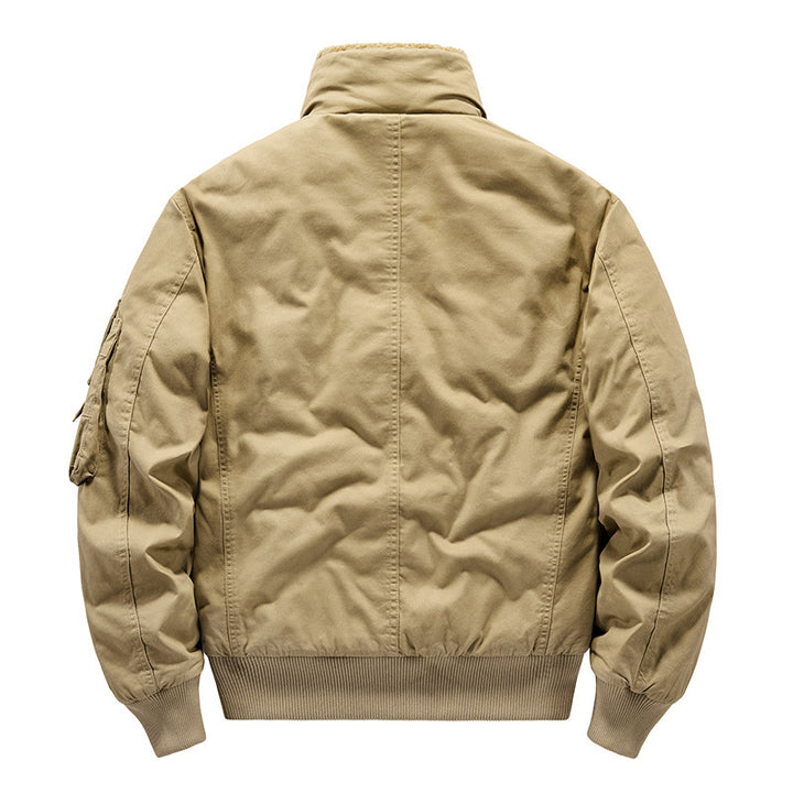 Herren Vintage-Canvas Pilotenjacke mit Teddykragen und wattierter Steppinnenlage Echo Archiv