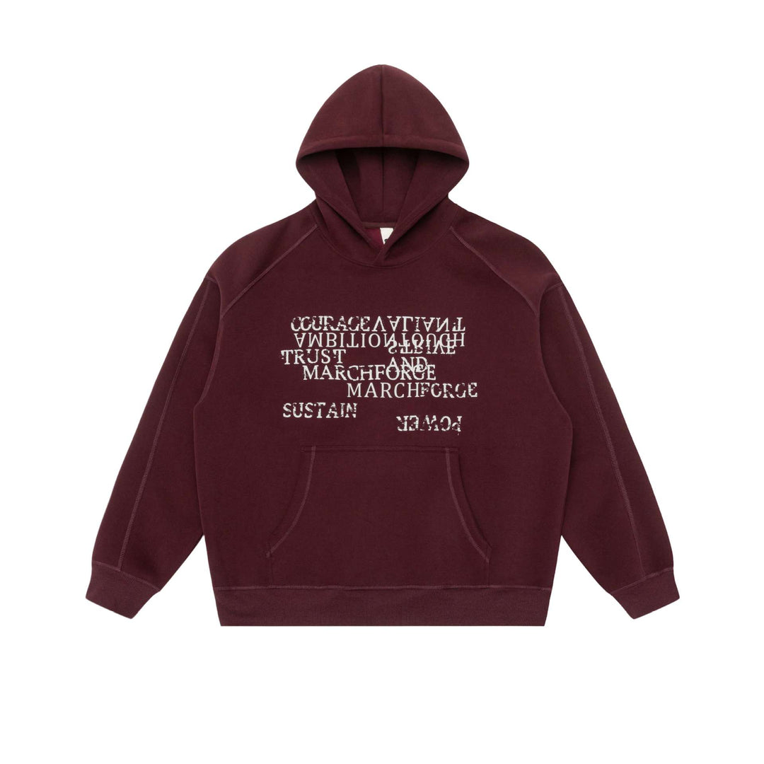 Unisex Oversize-Kapuzenpullover mit Raglanärmeln, Kängurutasche und versetztem Typo-Print Echoarchiv