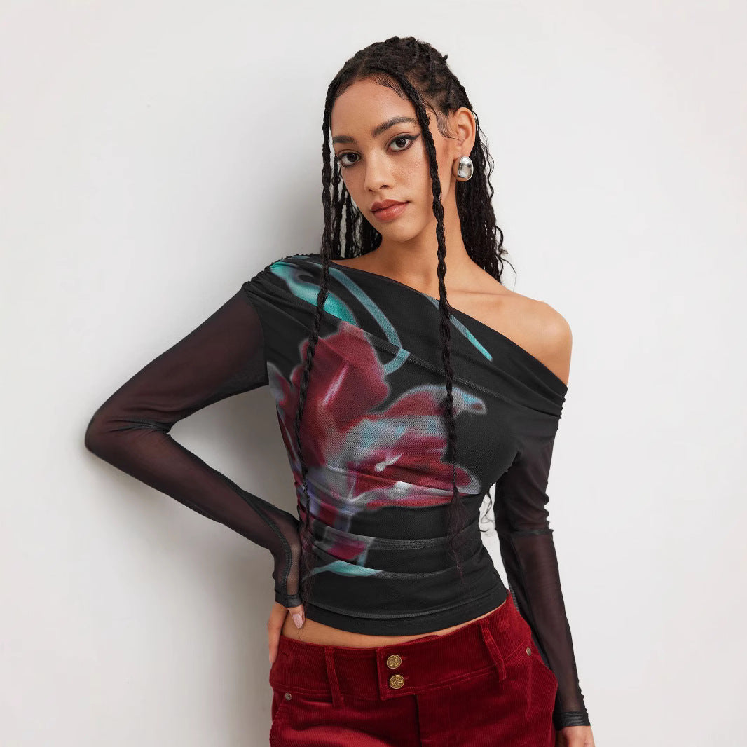 Damen Trendy Shirt mit transparenten Ärmeln Echo Archiv
