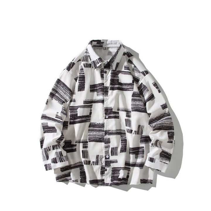 Herren Oversize Hemd mit grafischem Blockprint Echoarchiv