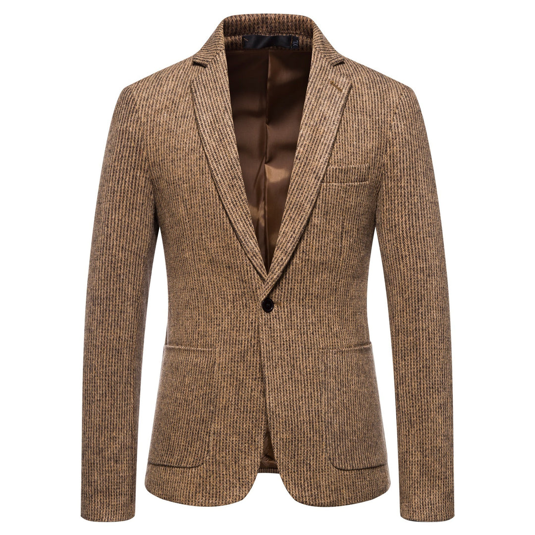 Herren eleganter Strickblazer mit strukturiertem Design und schmalem Schnitt Echoarchiv