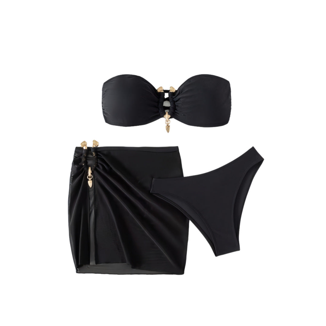 Damen Bandeau-Bikini Set mit eleganter Rock-Overlay Echo Archiv