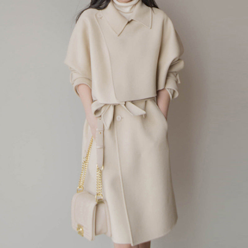 Damen Elegante Übergangsjacke mit Taillengürtel Echoarchiv
