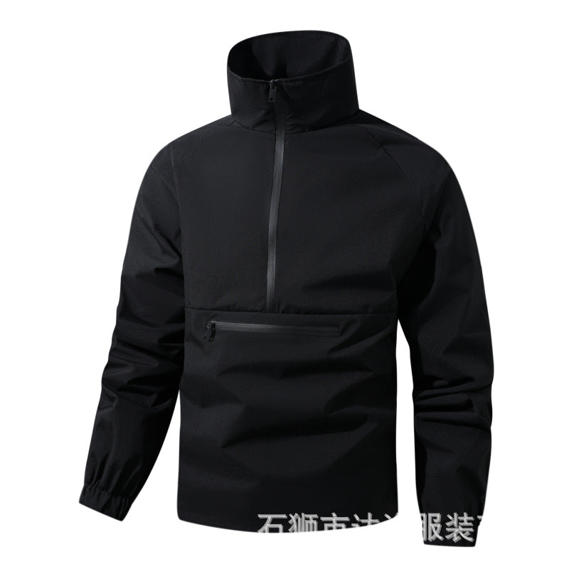 Herren Wind- und Wasserabweisende Anorak-Pulloverjacke mit Halbreißverschluss und Kängurutasche Echoarchiv