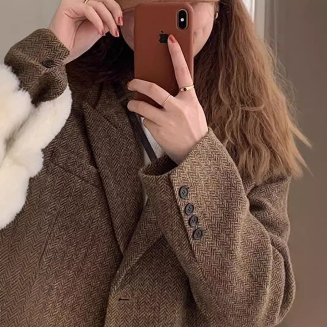 Damen Übergroßer Wollblazer Echoarchiv
