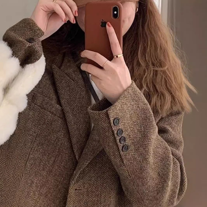 Damen Übergroßer Wollblazer Echoarchiv