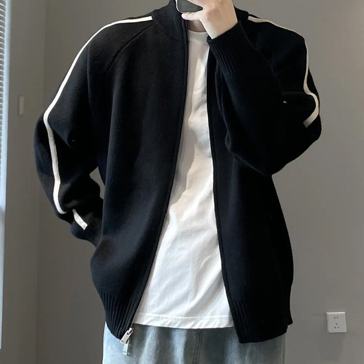 Herren lässige Strickjacke mit Stehkragen und Reißverschluss Echoarchiv