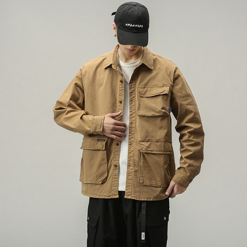Herren Militärinspirierte Fieldjacke mit Mehrfach-Taschen und lockerem Schnitt Echo Archiv